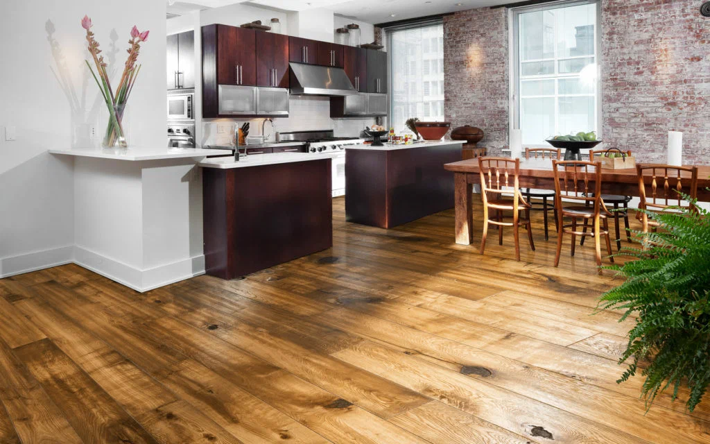 shining hardwood floor after applying floor finish