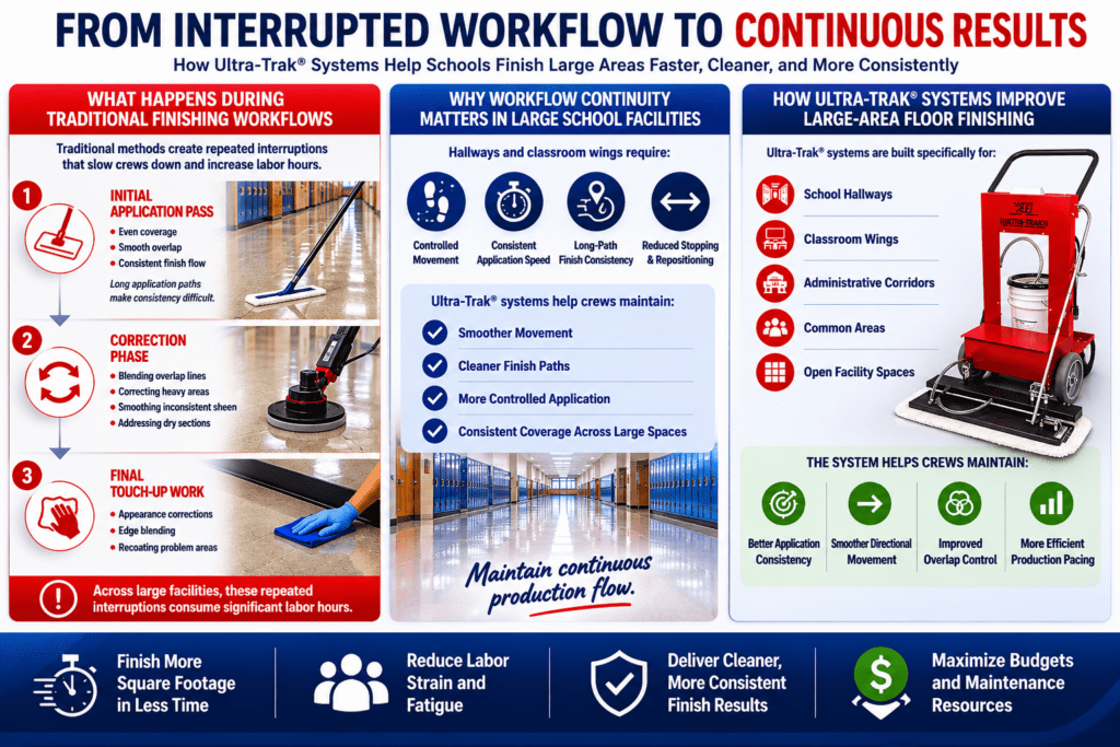 infograph comparing traditional floor finishing workflows with fast-traks ultra-trak